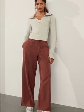 Athleta Endeavor Relaxed Wide-Leg Drawstring Pants in Rust NWT